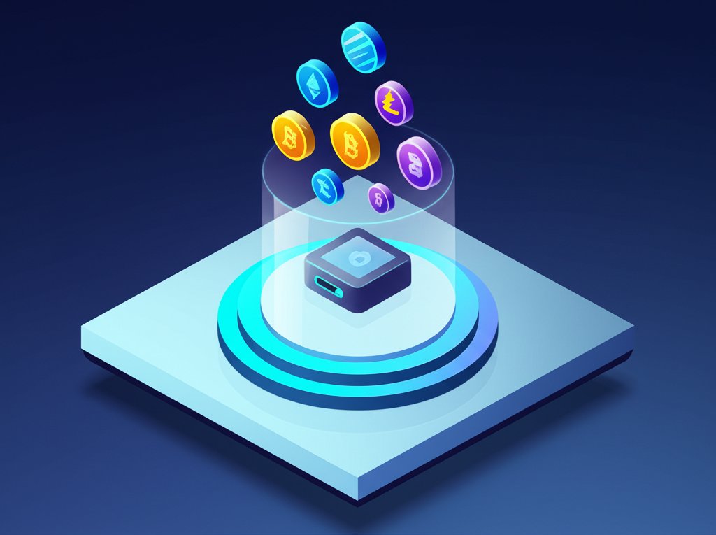 Ledger Nano X and Trezor hardware wallets for secure cryptocurrency storage.